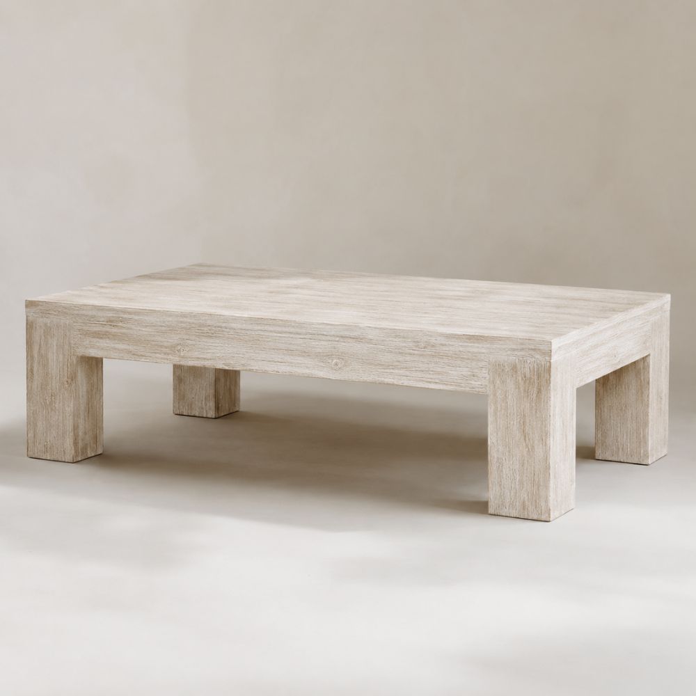 table basse en bois blanchi