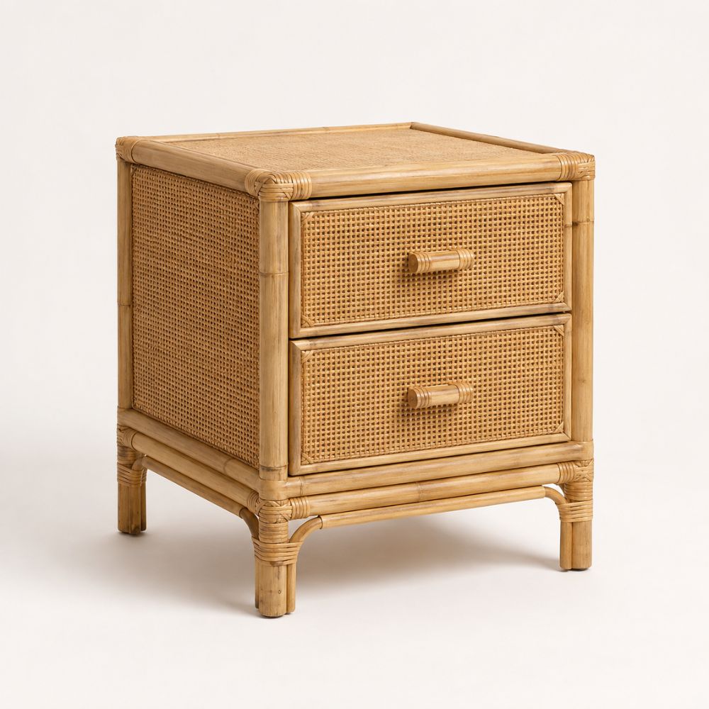 table de nuit en rotin