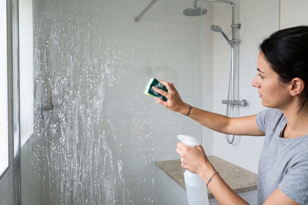 vitre douche calcaire